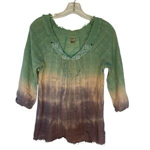 Free People Green and Lavender Gradient Blouse